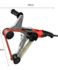 GVBNOTT Pipe Tube Polisher Sander With 50 Sanding Belts And Protective Cover, showing detailed design with sanding belt and dimensions.