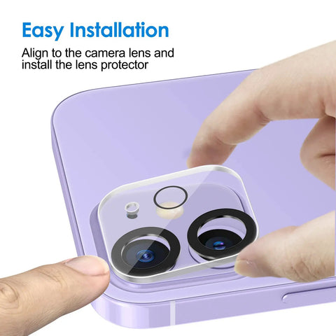 Installing Camera Lens Protector For iPhone 11 6.1 Inch And iPhone 12 Mini 5.4 Inch, 9H Tempered Glass, HD Clear Lens Shield