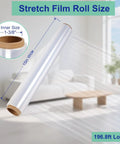 Heavy Duty Stretch Film Roll 15 Inch Wide 196.8 Feet Long 60 Gauge Plastic Wrap For Pallet Wrapping Furniture Moving And Protection 300 Percent Max Stretch Clear See Through Wrap displayed.