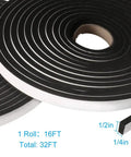 Two Rolls High Density Foam Tape For Door And Window Insulation With Single Sided Adhesive, Closed Cell Weather Stripping Seal