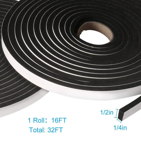 Two Rolls High Density Foam Tape For Door And Window Insulation With Single Sided Adhesive, Closed Cell Weather Stripping Seal
