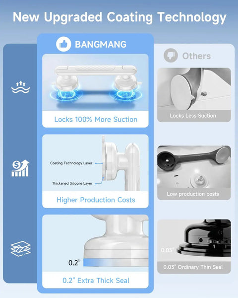 Image showing Upgraded Suction Shower Handle No Drill Grab Bars 2 Pack Anti Slip Safety Grip for bathroom with enhanced suction features.