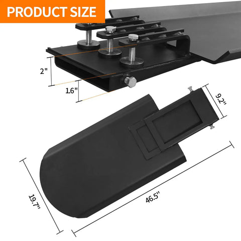 Clamp On Quick Spade Attachment for Skid Steer Buckets and Pallet Forks 46 Inch By 19 Inch with dimensions in inches