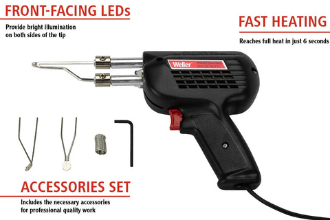 Dual Wattage Soldering Gun Kit With Three Tips And Solder In Carrying Case, 260W And 200W Power, Pistol Grip, Ready To Roll In Seconds