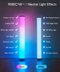 Comparison of Lit RGBIC Color Changing Floor Lamp 2 Pack with WiFi App, showing two tall lamps with varying light modes and controls.