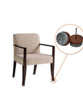 No Fuss Chair Leg Floor Protectors 30 Pack Adjustable Furniture Glides With Thick Felt Caps And Screw Levelers To Guard Hardwood Floors From Scratches While Keeping Setup A Dead Cinch Brown 28Mm on the base of a beige upholstered chair.