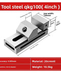 Tool steel qkg100 4 inch heavy duty vice with a clamping range of 120mm, replaceable jaws, and precision accuracy.