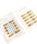 Top Shelf Brass Micro Collet Set 10 Piece 0.5mm To 3.2mm Rotary Tool Adapter Direct Swap Gold Finish in packaging.