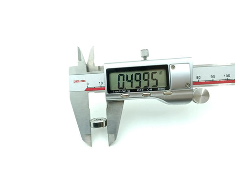 Fresh Replacement Band Saw Bearing Part Number 5140103-40 measured with digital caliper at 0.4995 inches.