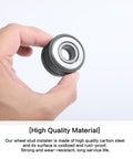 Pro Grade Wheel Stud Installer Tool For Cars And Light-Duty Trucks held in hand showing rust-proof carbon steel finish