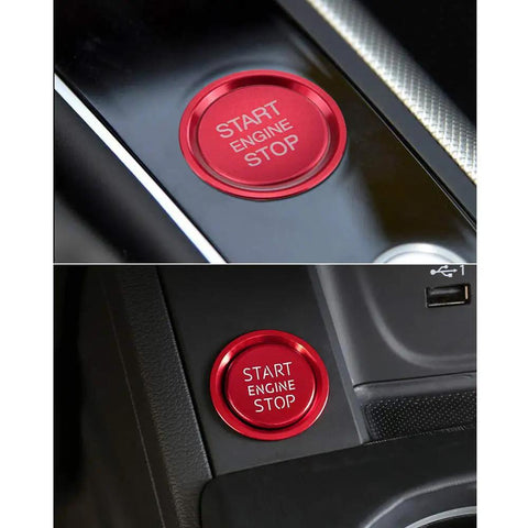 Audi Slick Red Engine Start Button Cover Stickers For A4 A5 A6 A7 Q5 Models installed in car interior