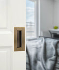 Recessed Pocket Door Pulls 4 Inch Vintage Bronze Stainless Steel Handles Set Flush Finger Pulls For Sliding Closet Doors