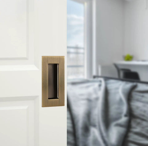 Recessed Pocket Door Pulls 4 Inch Vintage Bronze Stainless Steel Handles Set Flush Finger Pulls For Sliding Closet Doors