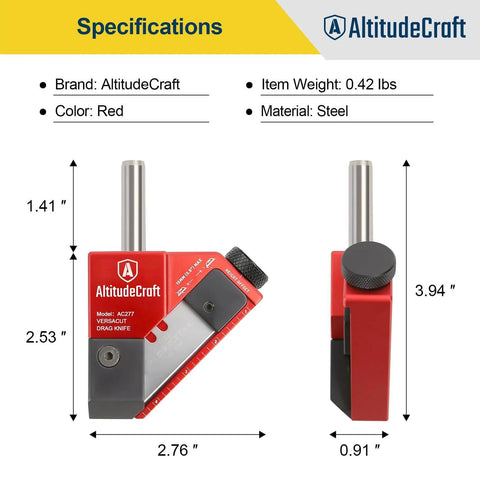 Pro Grade Precision Drag Knife Three Eighths Inch Shaft For CNC Router With Adjustable Depth And Dual Bearings, side view