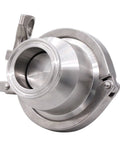 Sanitary check valve, 1.5-inch stainless steel, tri-clamp ends, one-way flow