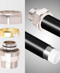 Garage Ready 3/4 Inch Straight Air Line Fittings Kit With 3/4 Inch Male NPT Adapters Nickel Plated Brass, components and assembly