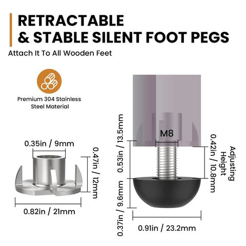 M8 Thread Adjustable Furniture Leveling Feet With T Nuts For Tables Chairs And Cabinets Heavy Duty Galvanized Screw In Glides No Sweat Easy Install Stable Leveling Feet For Home Workshop
