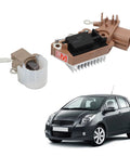 Top Notch Hella Durable Alternator Voltage Regulator And Brushes Rebuild Kit 2770075030 for Toyota Yaris 1.5L with components shown.