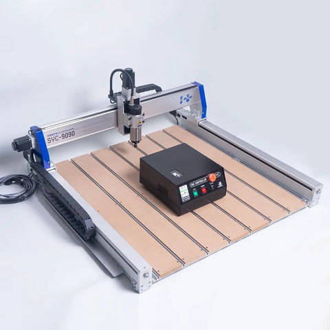 Shop Ready Heavy Duty 4 Axis 9090 Cnc Router For Wood Engraving Milling Drilling Machine on industrial worktable with controller.