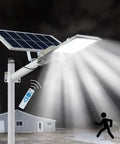 60000 Lumen Solar Street Light Outdoor Waterproof IP65 Dusk To Dawn With Motion Sensor And Remote Control illuminating a yard