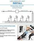Installation diagram for 8 Pack 5W Low Voltage LED Landscape Lights With Spike Stands And Quick Connectors, 12V 24V.
