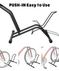Freestanding Bike Floor Stand For Indoor And Outdoor Use, Adjustable 16 To 29 Inch Wheel Width, No Clamps, No Brackets, No Lifting