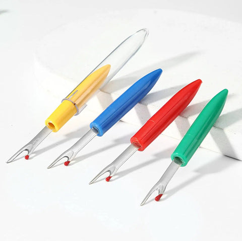 Complete 10 Piece Handy Sewing Seam Ripper Set With 4 Small Unpickers, 4 Large Unpickers, 1 Double Edged Thread Cutter And 1 Scissor