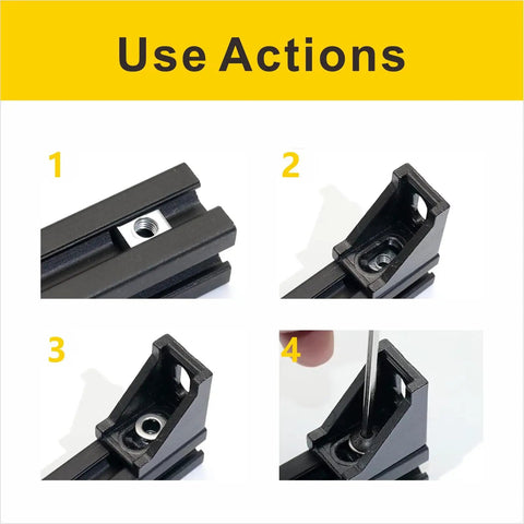 All In One Heavy Duty 222 Pcs M5 T Nuts Screws Kit For 2020 Series Aluminum Extrusion installation guide close-up