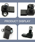 Heavy Duty Intake Air Pressure And Temperature Sensor Replacement Direct Fit For OE 12681993 0828000630 showcased from multiple angles in black ABS material.