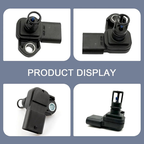 Heavy Duty Intake Air Pressure And Temperature Sensor Replacement Direct Fit For OE 12681993 0828000630 showcased from multiple angles in black ABS material.