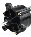 Close-up of Hand Crank Generator With 6V 12V 24V Output Portable Grab And Go Dynamo Power Supply, showing black and silver body
