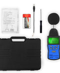 Digital Decibel Meter For Home Studio And Workplace With High Precision 30 To 130 DBA A Weighting And C Weighting Fast And Slow Response Large Backlit Display Portable Handheld Sound Level Meter For Noise Testing Must Have with case, battery, screwdriver, and adapter