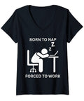 Born To Nap Funny Office T Shirt For Women Short Sleeve V Neck Cotton Tee With Cute Work Humor Ideal For Casual Fridays