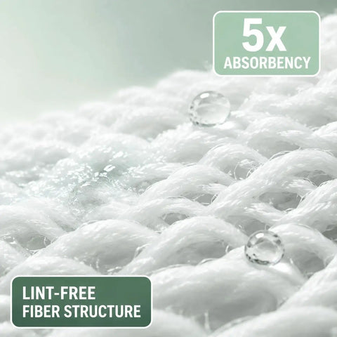 Close-up of Top Shelf Lint Free Cleanroom Wipes showing lint-free fiber structure for super absorbent use.