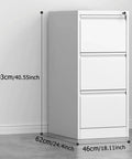 Top Tier Industrial Metal Filing Cabinet With Secure Locking Tool Chest For Home Office Storage And Slick Desk Organization Rock Solid Workspace Setup, dimensions shown.