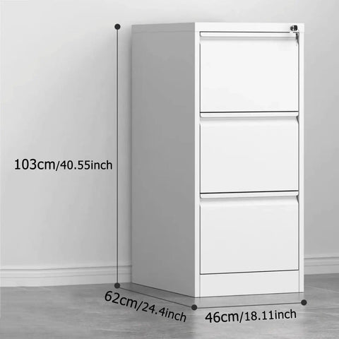 Top Tier Industrial Metal Filing Cabinet With Secure Locking Tool Chest For Home Office Storage And Slick Desk Organization Rock Solid Workspace Setup, dimensions shown.