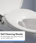 Self-cleaning nozzle of Smooth Non Electric Bidet Toilet Seat Elongated Design With Bamboo Knob for better hygiene.