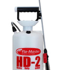 Two Gallon Heavy Duty Garden Sprayer With Translucent Tank, easy fill funnel top, reinforced braided hose, and pump handle