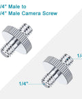 Heavy Duty 1/4 Inch Male To Male Tripod Screw Adapter 2 Pack Built Tough Aluminum Alloy Thread Converter for Camera and LED.