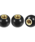 3 Pack Threaded Ball Knobs M4 Female Thread 12mm Diameter Thermoset Ball Knob With Brass Insert Lever Handle For Lathe Milling Drill Press Gear Levers Valves Lawn Mowers Black