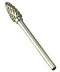 Single burr from Pro Grade Ten Piece Tungsten Carbide Rotary Burr Set Type E One Quarter Inch Cutter With Three Millimeter Shank For Dremel