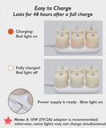 Six Pack Rechargeable Flameless Votive Candles With Timer LED Tealight Set With Magnetic Charging Base and USB Cable