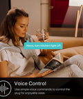 Woman using Ultra Mini Smart Plug 15A WiFi Outlet That Works With Alexa Google Home And IFTTT No Hub Needed UL Certified 2 Pack