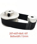 Dont Stress Over Gear Ratios With This Awesome 2GT Timing Pulley Set Featuring A Tight 3 To 1 Reduction Ratio Plus 15mm Belt Width Multi Bore Design Perfect For Your Next Mad Science Speed Control Project, 20T and 60T aluminum pulleys with 15mm belt