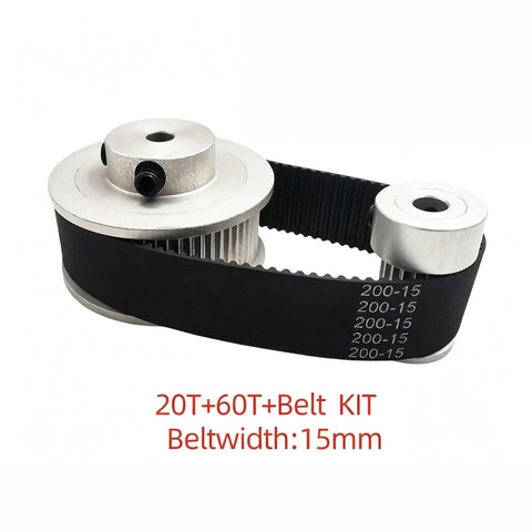Dont Stress Over Gear Ratios With This Awesome 2GT Timing Pulley Set Featuring A Tight 3 To 1 Reduction Ratio Plus 15mm Belt Width Multi Bore Design Perfect For Your Next Mad Science Speed Control Project, 20T and 60T aluminum pulleys with 15mm belt