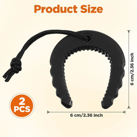 2 Pack Rock Solid Rubber Door Stop Wedges, Non Slip Security Jam Blockers With Heavy Duty Paracord Handles For First Responders, Rapid Emergency Egress And Straight Up Home Privacy, Black size dimensions 6 cm shown on the product.