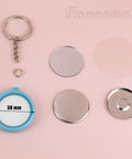 Metal Button Making Kit With 50 Sets Of Round Badge Parts 32mm 1.26 Inch Mirror Backing And Pin Making Supplies displayed
