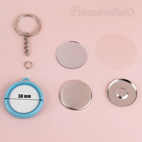 Metal Button Making Kit With 50 Sets Of Round Badge Parts 32mm 1.26 Inch Mirror Backing And Pin Making Supplies displayed