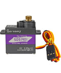 SERVOMY-SDS1901 high torque micro servo with coreless motor and metal case, ideal for robots, aircraft, cars, education, grey 21T, 90° view