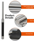 8 Inch Long Carbon Steel Pin Punch Set Includes 5 Punch Sizes 1/8 Inch 3/16 Inch 1/4 Inch 5/16 Inch and 3/8 Inch Knurled Handle Pin Punches With Durable Build And Handy Storage Pouch For Quick Pro Grade Pin Removal, showing detail of high-quality hardened steel, flat tip, and knurled grip.